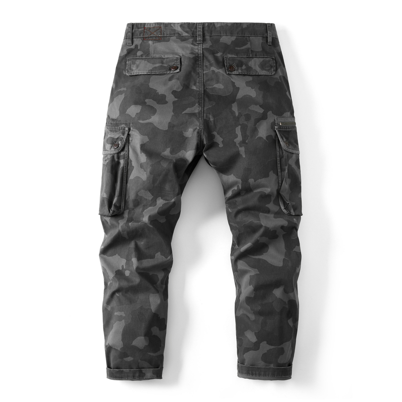 Otoño e invierno, pantalones de camuflaje sueltos con pies agrupados para hombres, pantalones sueltos de talla grande con múltiples bolsillos_voghion.com
