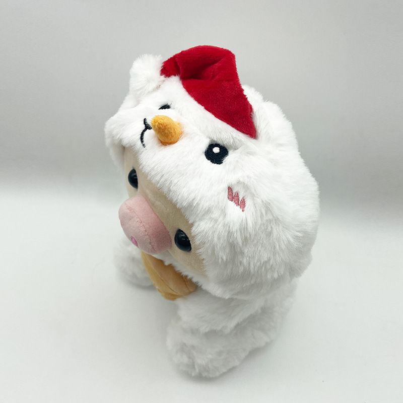 Adorabile peluche a forma di maialino natalizio con disegni di Babbo Natale e renne per una gioia natalizia_voghion.com