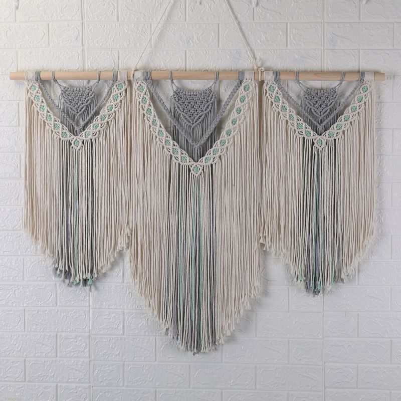 Nuova tenda divisoria per porta a tre sezioni in stile bohémien, semplice e decorativa, intrecciata a mano, staccabile_voghion.com