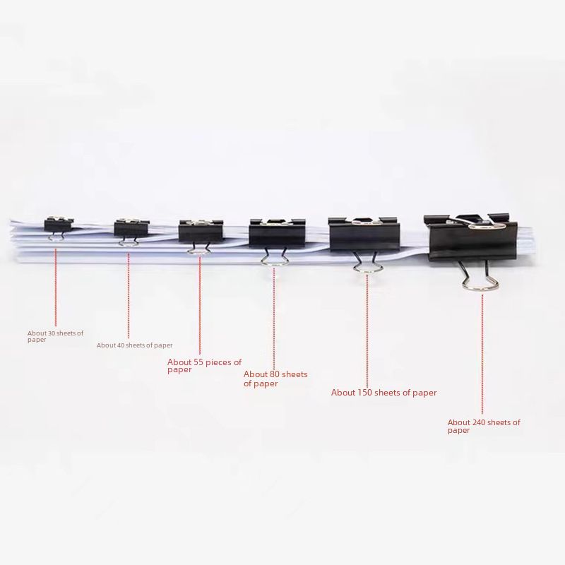 Factory direct sale Black long tail clip metal bill clip multi-specification black dovetail clip office binding clip stationery_voghion.com