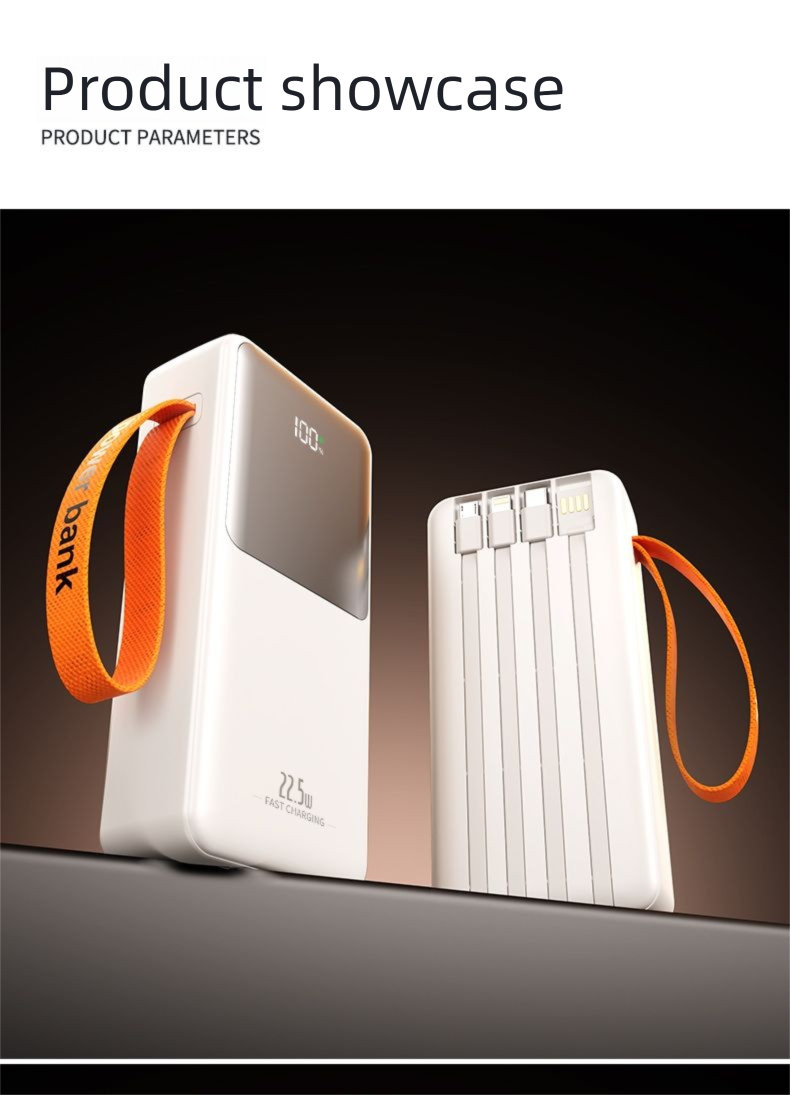 3C Certified Kafeila 22.5W Built-in 4-Wire Super Fast Charging Bank 30000mAh Universal Mobile Power Supply_voghion.com