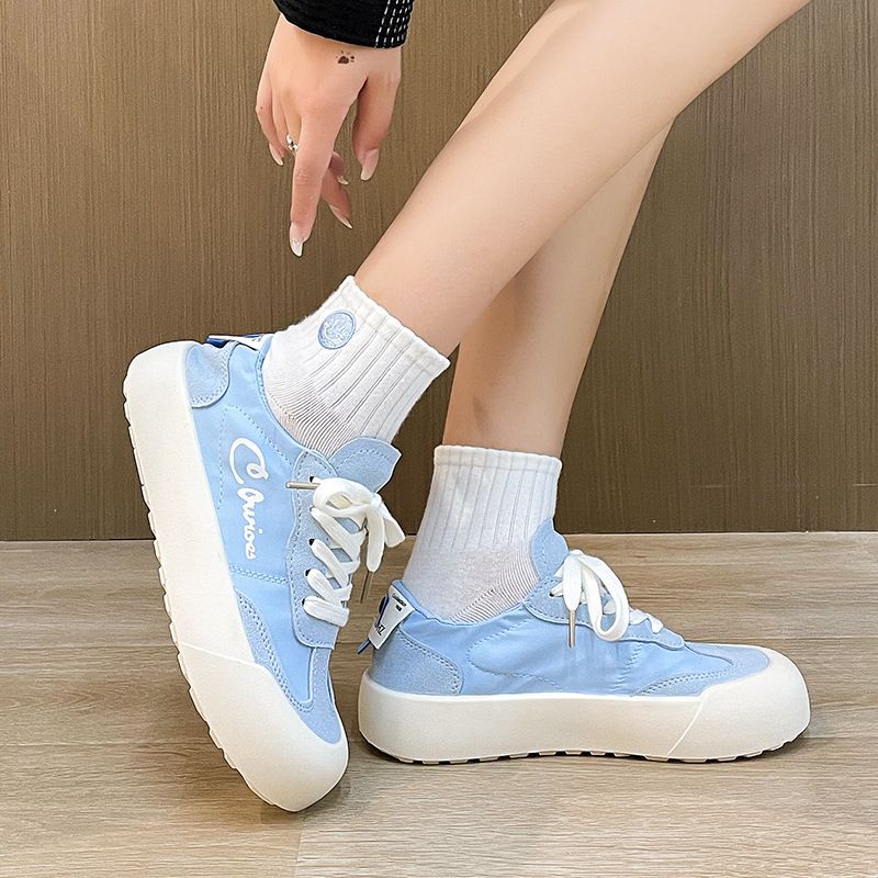 Kleine witte dames zomer ijs zijde canvas gezicht ademend vrijetijdsschoenen grote kop veter platte onderkant sport jeugd student_voghion.com