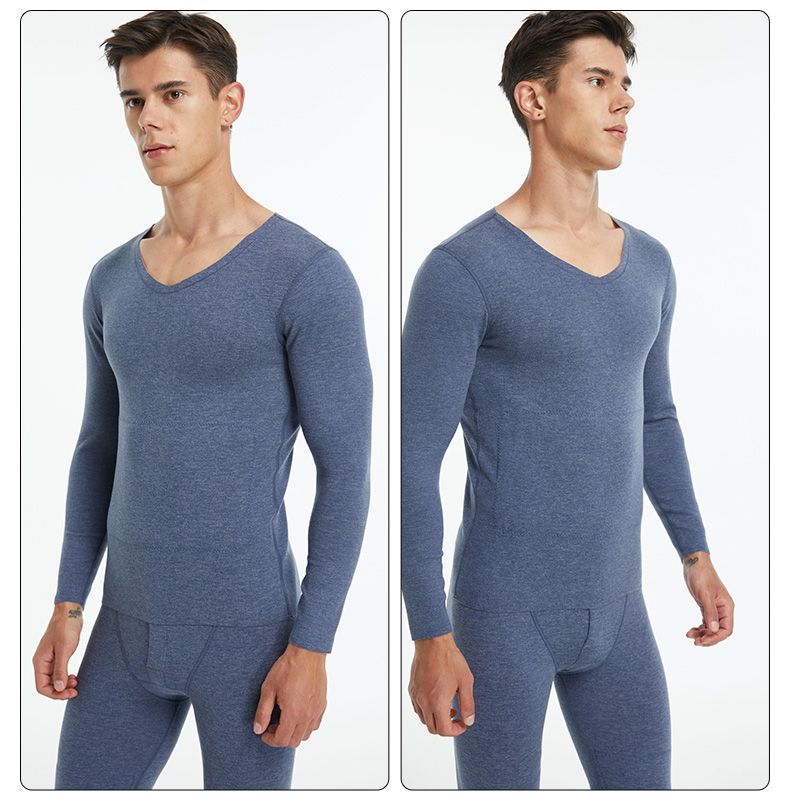 Me's Fleece-Lied Thickeed Brushed Thermal Patch Uderwear Wool Full Set Clothes Autum Pats Kee Pads Cold_voghion.com