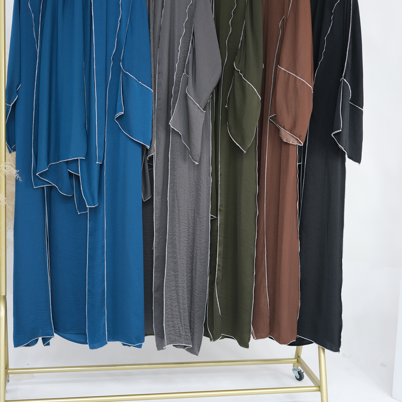 Dameklær Dubai Tyrkia Dubai Ensfarget Hooked Cardigan Plus Innerkjole Lr692_voghion.com