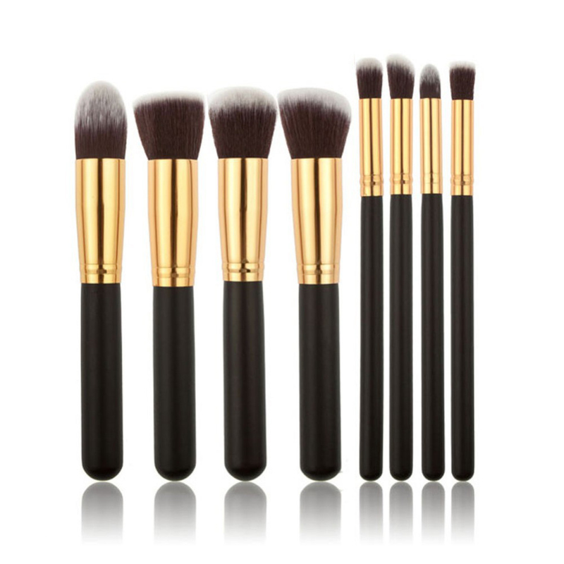 8-teiliges Make-up-Pinsel-Set, schwarzer Griff, goldene Röhre, silberne Röhre, schwarzer Griff, Set, heißer Verkauf in Europa und Amerika, 6 Farben, hergestellt von GUJHUI_voghion.com