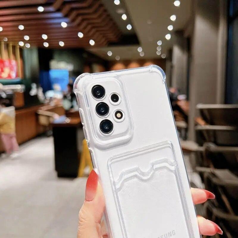 Transparente Anti-Fall-Hülle für Samsung A55 A35 A25 A15 A54 A34 A14 A24 A53 A33 A13 A52S A32 A12 Kartensteckplatztasche Brieftasche_voghion.com