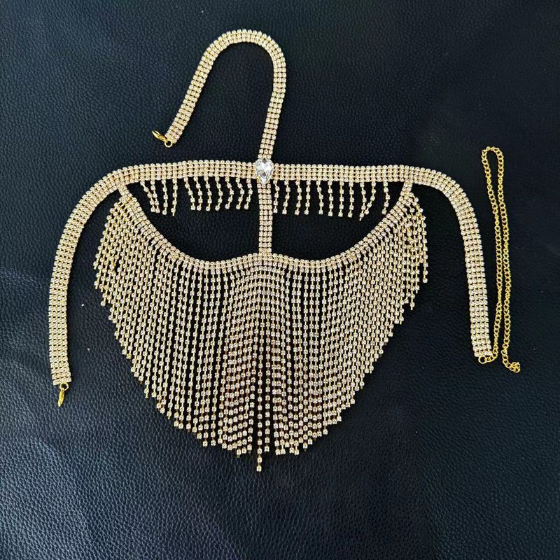 Masque à long pompon en strass brillant pour femme, bijoux en cristal coloré, accessoires de bijoux de danse_voghion.com