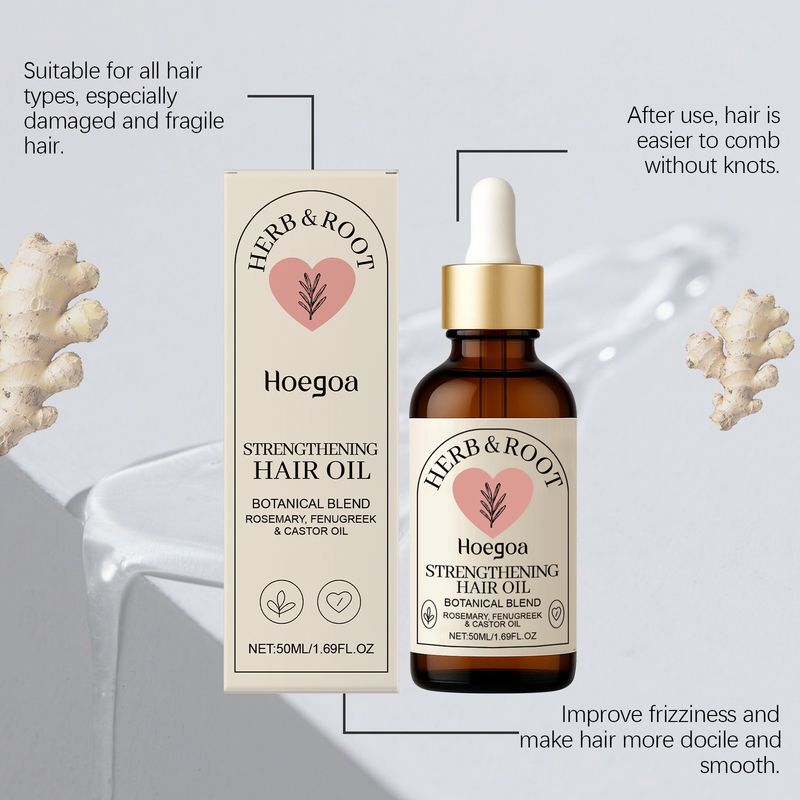 Hoegoa Rosemary Castor Essential Gentle Nourishing Smooth Glossy Hydrating Hair Care Essence Oil_voghion.com