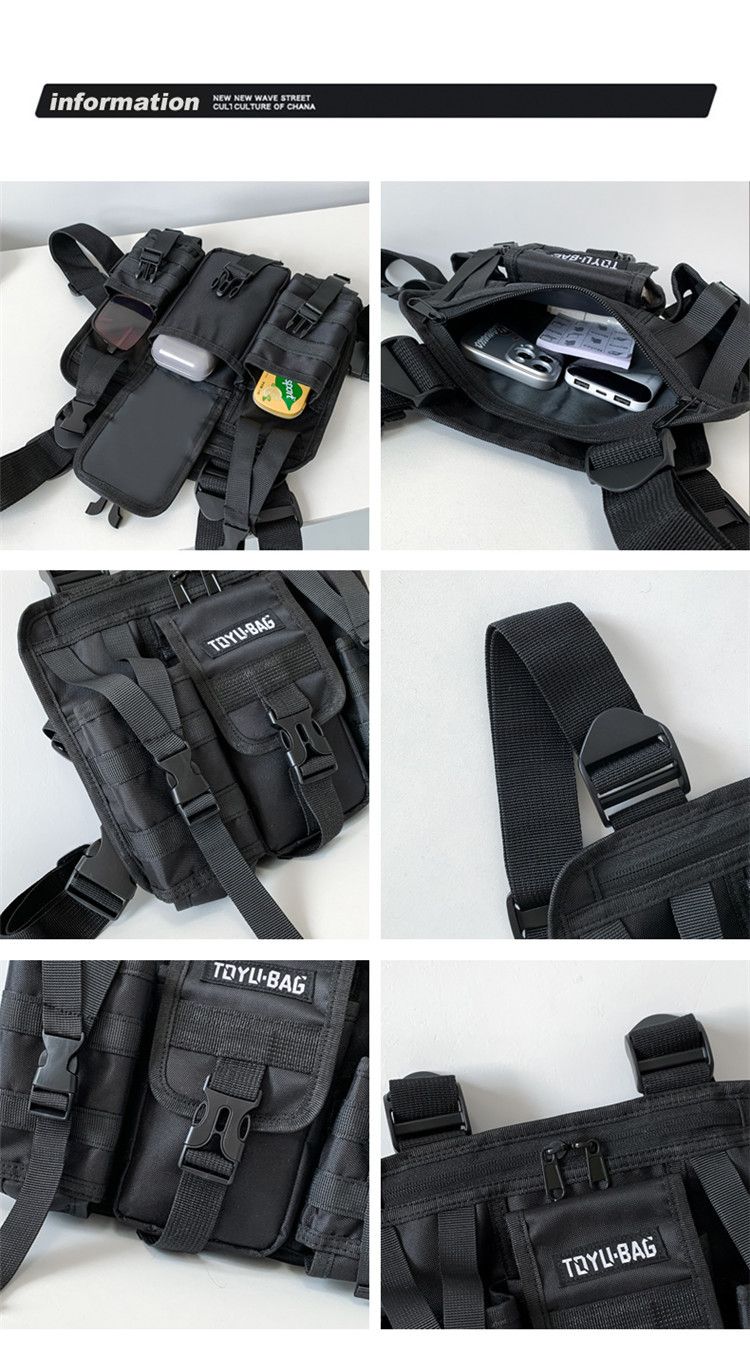 Tactical Chest Bag Trendy Splitter Ny Ins Men's og Women's Hong Kong Style Ryggsekk Bryst Bag Outdoor Workwear Vest Style Tactical Backpack_voghion.com