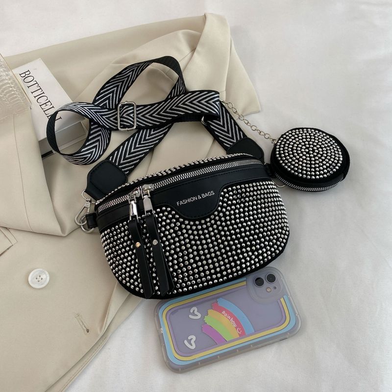 Versione coreana della borsa a tracolla alla moda con diamanti luminosi, borsa a tracolla, borsa a tracolla versatile, borsa cool con diamanti flash_voghion.com