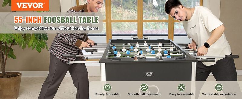VEVOR Foosball Table, 55 Inch Standard Size Foosball Table, Indoor Full Size Foosball Table For Home, Family, And Game Room, Soccer With Foosball Table Set, Includes 4 Balls And 4 Cup Holders_voghion.com