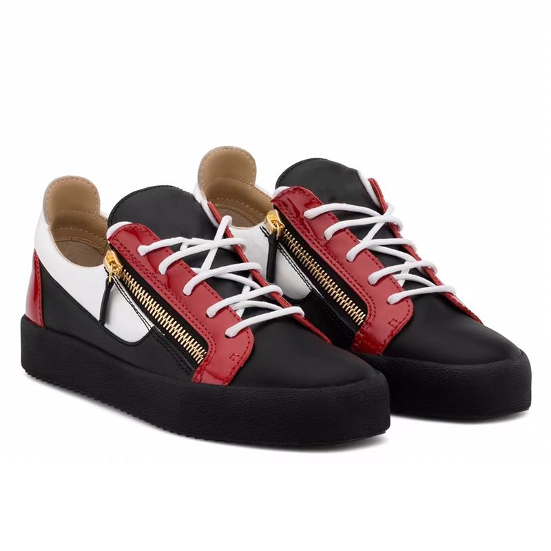 Moderne, modische, niedrig geschnittene Herrenschuhe mit lässigem Spleißen, rundem Kopf, Doppelreißverschluss, dicker Sohle, Sport-Kontrast-Boardschuhe_voghion.com