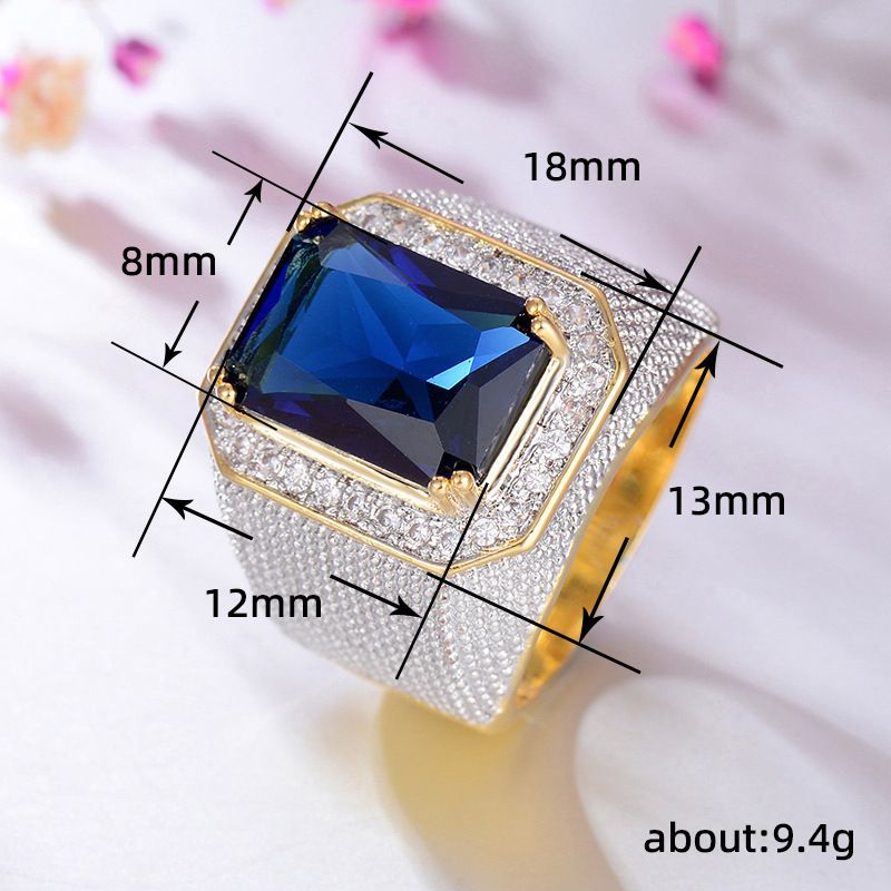 Unisex inlaid zircon hip hop domineering square men's ring fashion retro versatile trendy men's ring_voghion.com