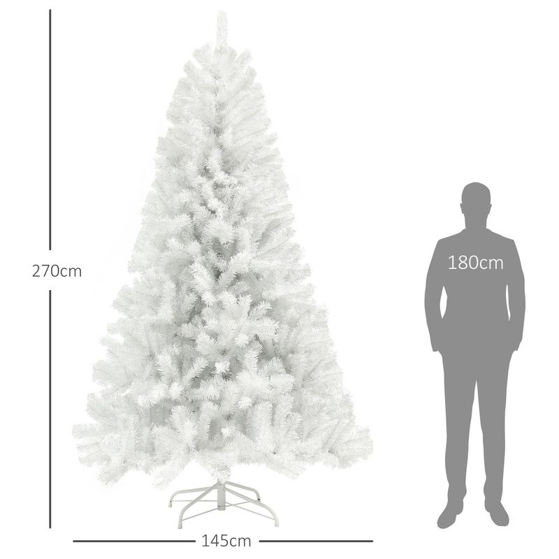 Artificial Christmas Tree, Unlit Xmas Tree With Branch Tips, Auto Open, Steel Base, Holiday Décor For Home Office, White_voghion.com