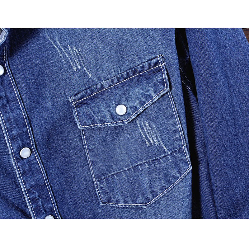 Yeni Kore slim fit kot gömlek, erkek uzun kollu genç Kore moda pamuklu gömlek, öğrenci ince ceket partisi_voghion.com