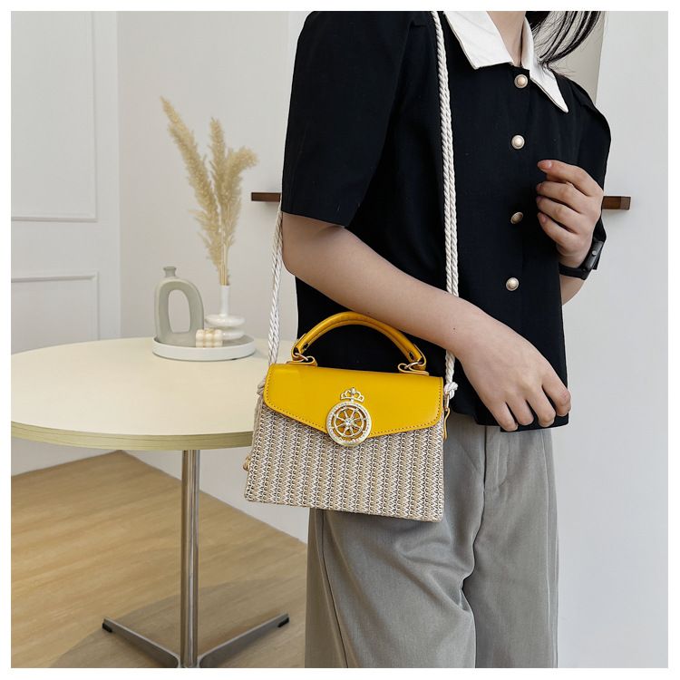 Dames Handtas Crossbody Tas Eén Schouder Hand Crossbody Tas Stro Geweven Box Tas_voghion.com