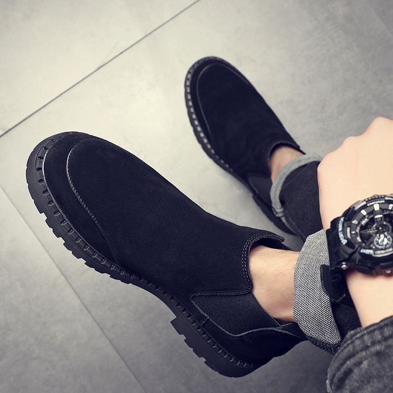 Fur Martin Boots Men's Round Head Platform Short Boots Medium Help Desert Boots Matte Leather Men_voghion.com