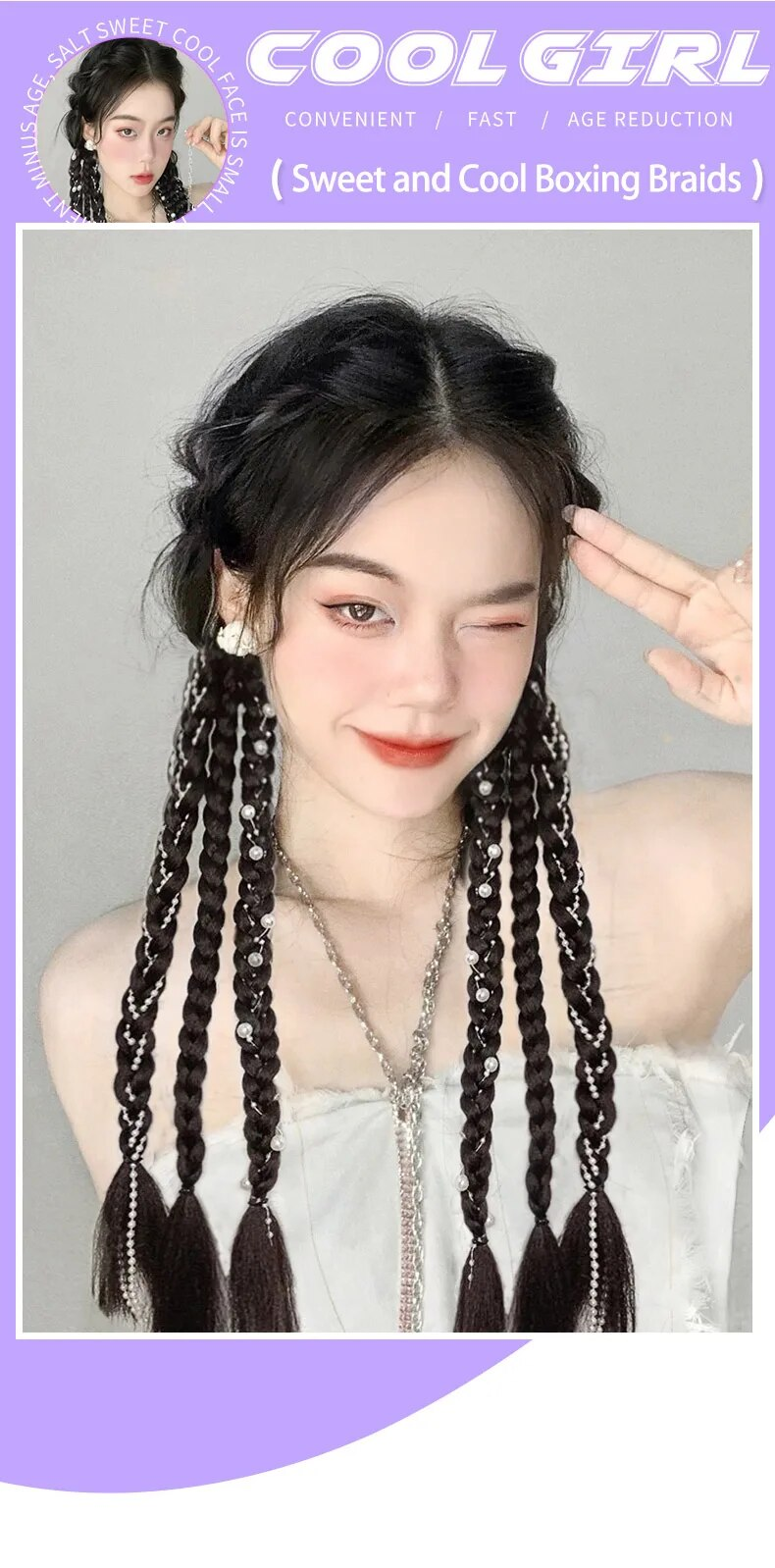 TALANG Trecce sintetiche da boxe Coda di cavallo per donna Elastico Twist Treccia Corda Elastico Accessori per capelli Resistente al calore_voghion.com