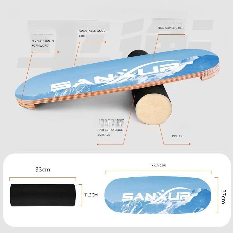 Indoor Fitness Balance Single Yoga Ski Surfing Paddle Board Core Training Small Equipment Maple Wood Surface_voghion.com