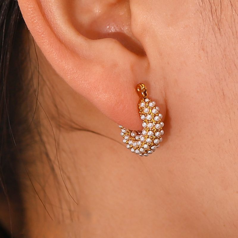 Orecchini pendenti in acciaio inossidabile placcato oro con perle d'acqua dolce bianche intarsiate, nuovi alla moda francesi_voghion.com