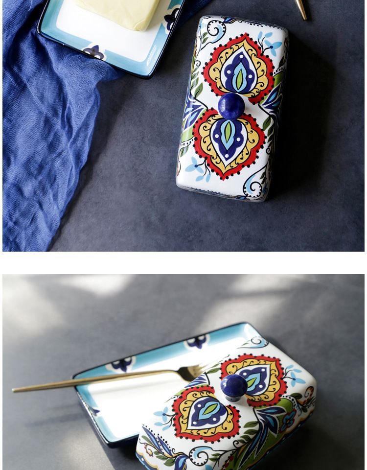 Ceramic Butter Dish With Lid – Vintage Floral Design, Microwave-Safe Butter Keeper & Cheese Tray For Coffee, Tea & Dining_voghion.com