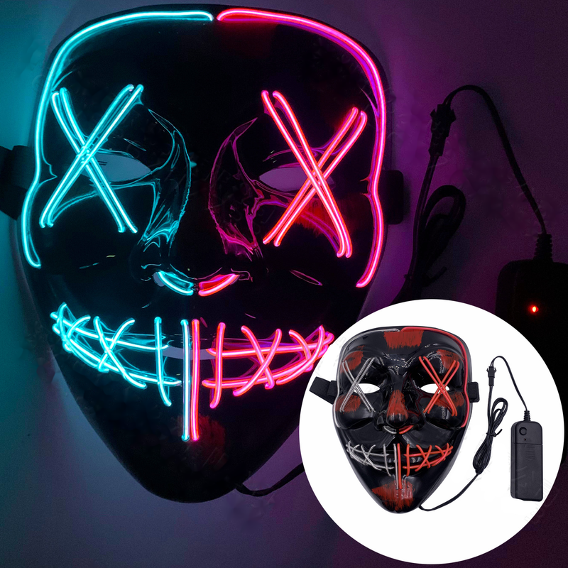Cold Light Halloween Mask LED Luminous Black V Mask Ghost Step Dance Cold Light Mask_voghion.com