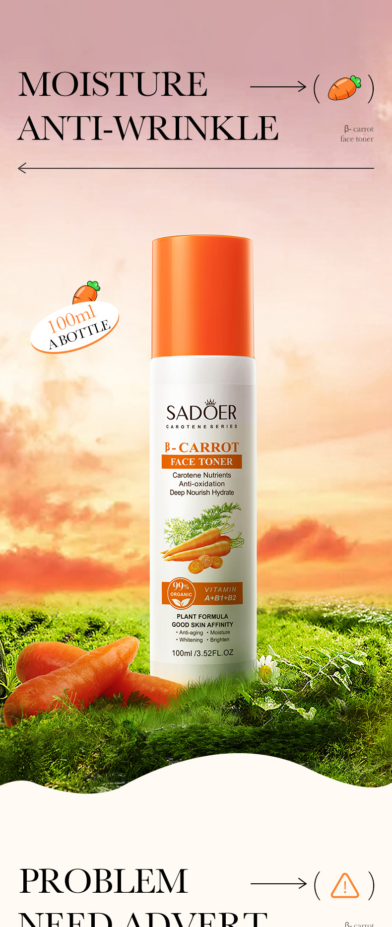 SADOER All β sárgarépa lotion tonik Hidratálja és táplálja a bőrt_voghion.com