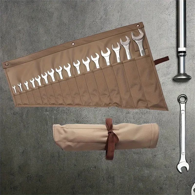 Versatile organizer arrotolabile per chiavi inglesi da 16 tasche: borsa portautensili impermeabile e resistente per un'efficienza in movimento_voghion.com