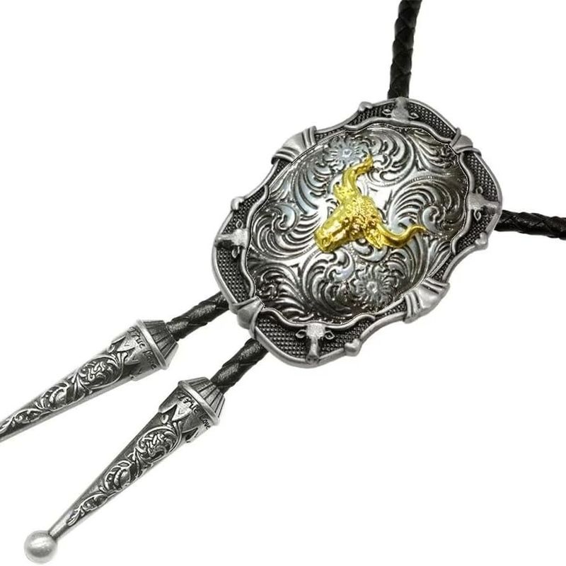 【Changsheng】2021 Nuova cravatta Bolo in tinta unita con stampa animalier galvanizzata_voghion.com