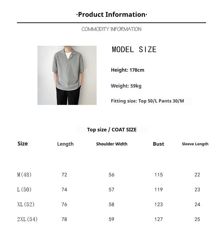 Trendy Cuban Collar T-shirt Men's Short Sleeved Casual Loose Shoulder Half Sleeved Shirt_voghion.com