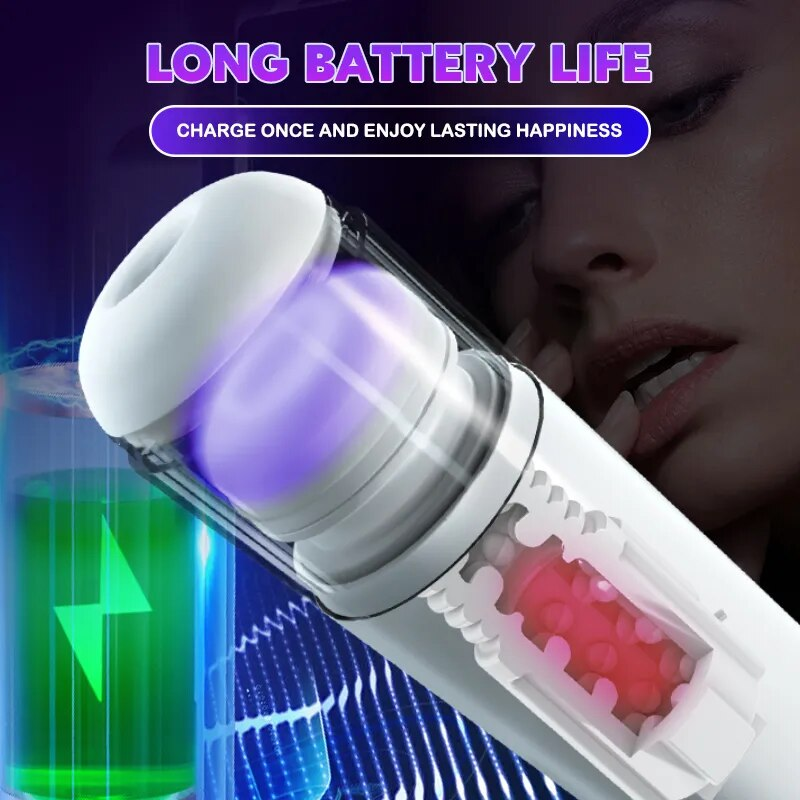 Dubbel HESEKS Män Automatisk Teleskopisk Sug Onanerande Leksaker Man Uppvärmning Röststöd Vuxen T_voghion.com