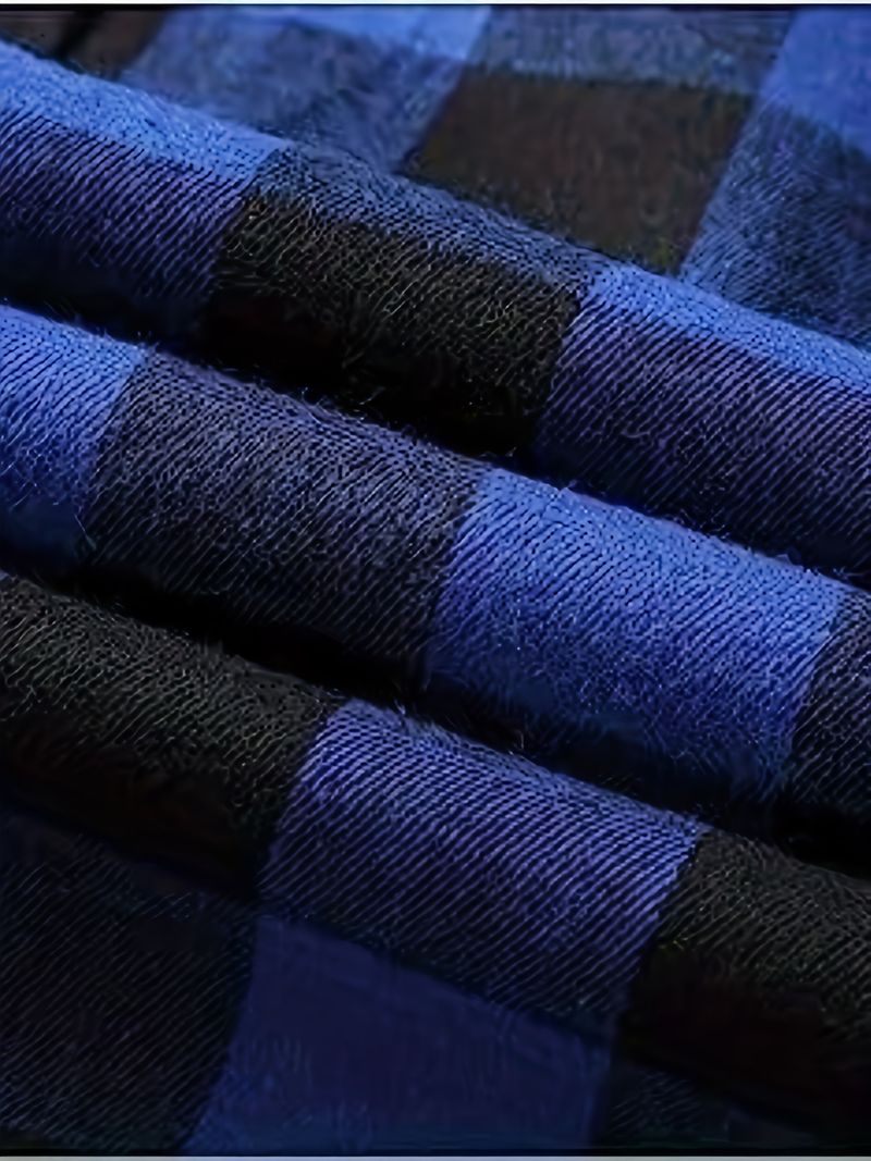 Langärmliges Poloshirt für Herren mit Flanell-Karokragen und halbem Reißverschluss_voghion.com