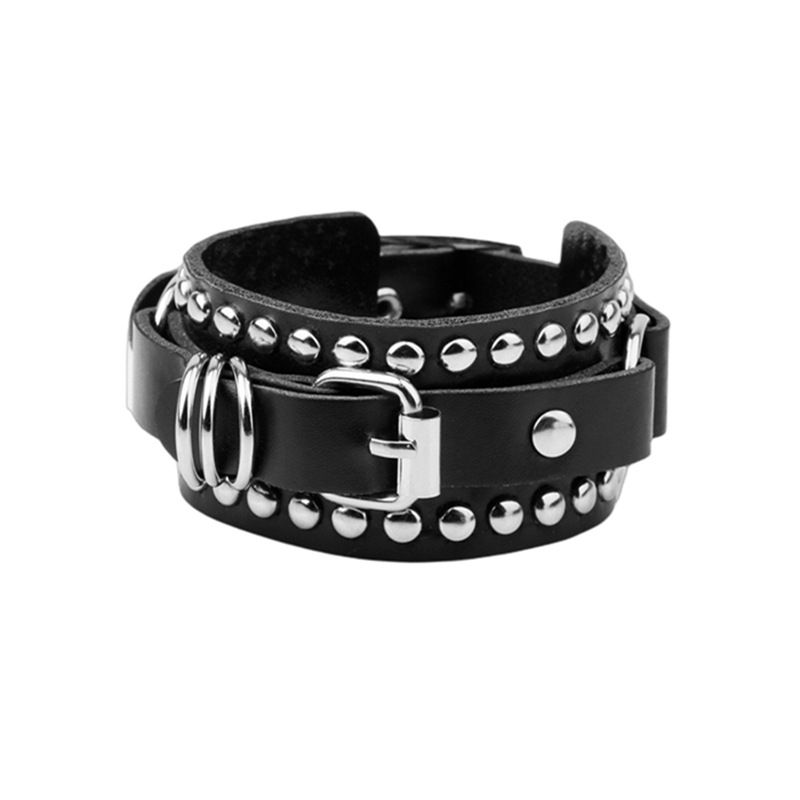 Braccialetto in pelle PU con rivetti in stile punk, stile gotico, stile rock, personalità, moda_voghion.com
