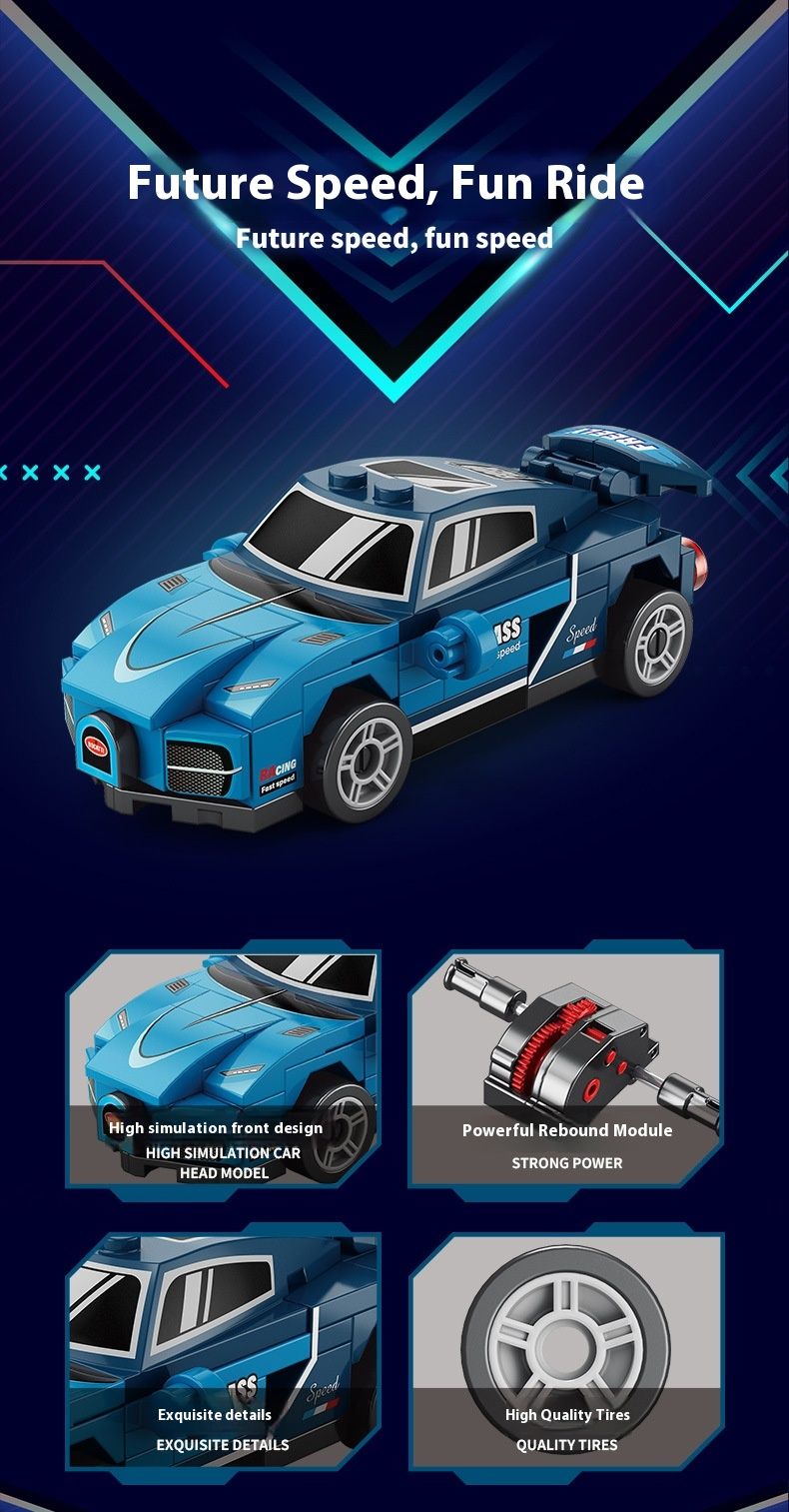 Four-Grid Mini Pull-Back Racing Car Building Blocks Assembly Educational Children's Toys Gifts_voghion.com