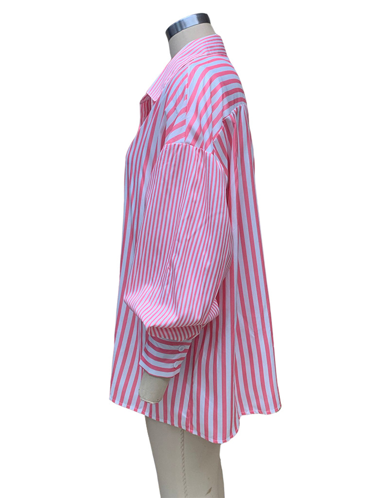 Abbigliamento da donna Camicia stile semplice e alla moda Camicia a righe a maniche lunghe_voghion.com