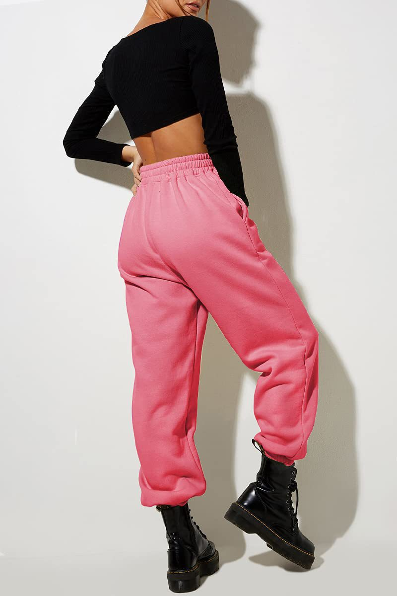 Pantaloni casual sportivi in tinta unita da donna con gambe larghe_voghion.com