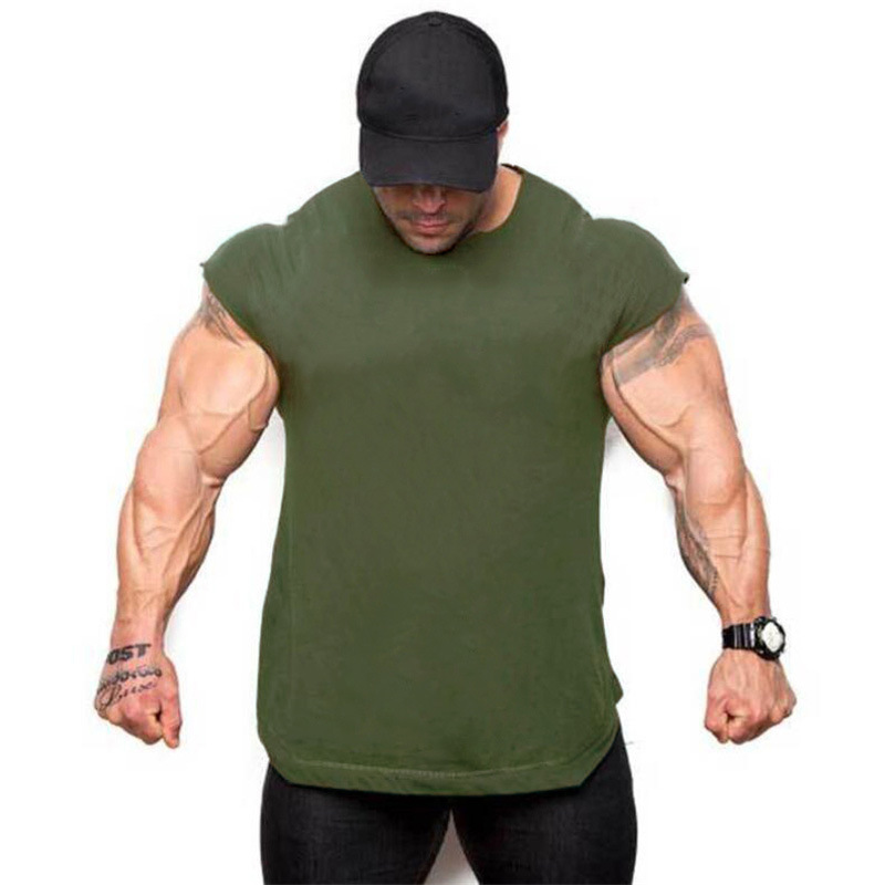 Muscle Fitness Brother Einfarbige Weste aus reiner Baumwolle mit leerem Teller für Herren, Sport, Lauftraining, dünnes ärmelloses Tanktop_voghion.com