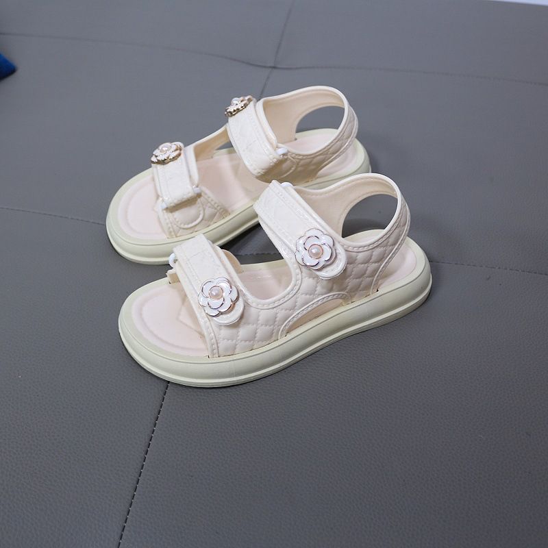 Chaussures pour enfants et mères, nouveau style d'été, accessoires floraux pour filles, sandales simples et décontractées, chaussures de plage polyvalentes à bout ouvert, pantoufles_voghion.com