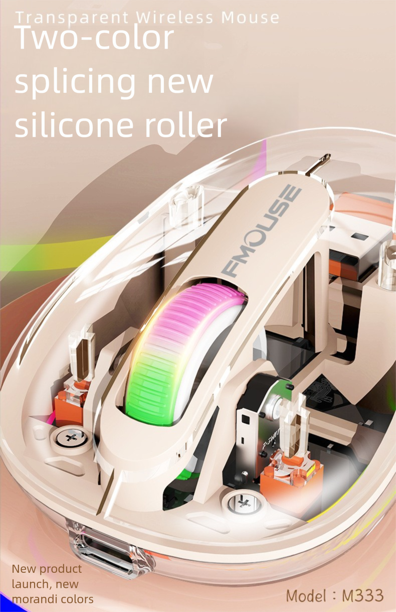 Transparent Wireless Silent Bluetooth Gaming Rechargeable Universal Personalized Mouse_voghion.com