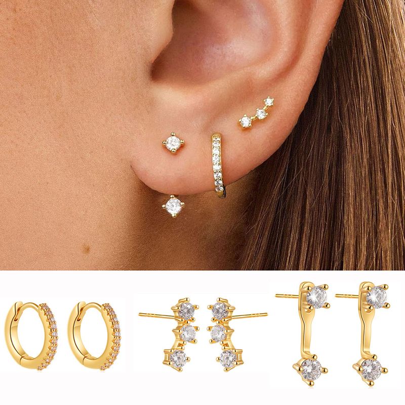 Damen-Schmuckset, modisch, Herbst und Winter, geometrischer Diamant, Nischen-Stil, lange Ohrringe, einfaches All-Match-Ohrclip-Ohrring-Set_voghion.com