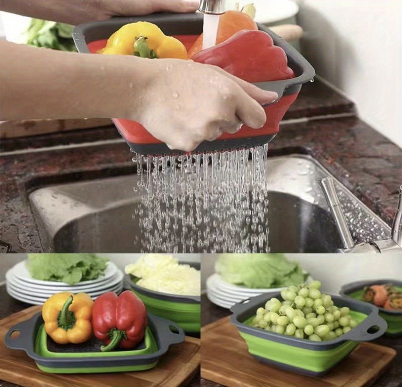 2 stuks siliconen vergiet, opvouwbare groentewasmand, zeef, huishoudelijke fruitwasmand, keukengootsteenafvoermand, keukenaccessoires136_voghion.com