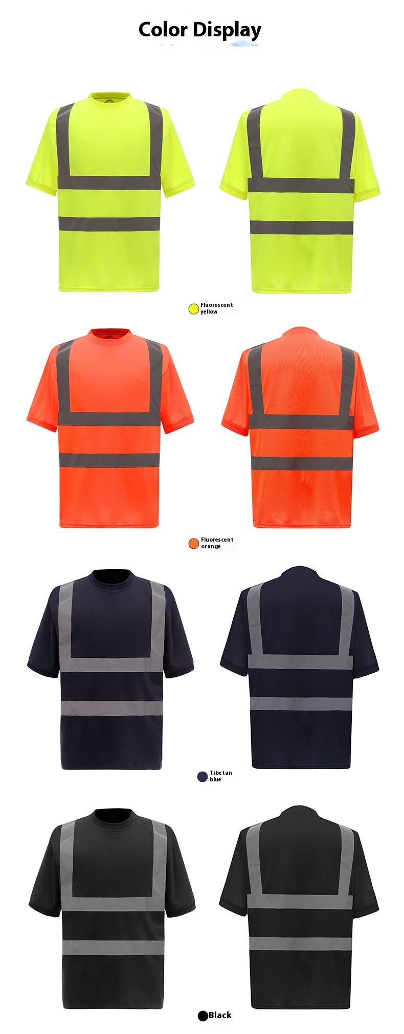 Round Neck T-shirt In Stock For Construction, Warehousing, Road Safety, Reflective Clothing, Short Sleeved Summer_voghion.com