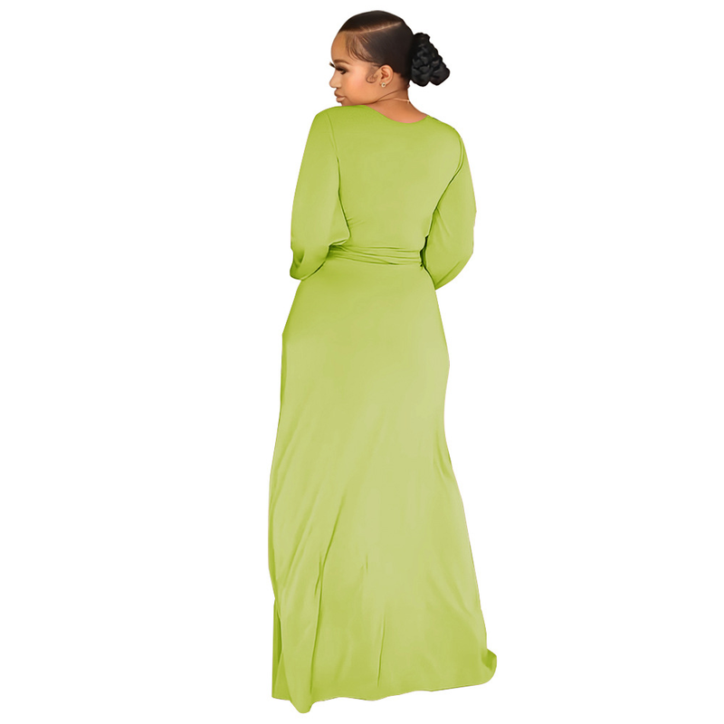 Women's solid color casual long-sleeved blouse skirt two-piece set_voghion.com