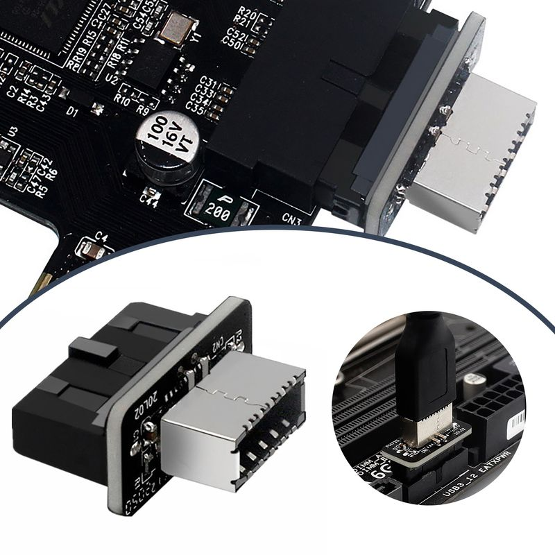 En-tête de carte mère Installation facile Plug Play rapide USB3.0 19/20 broches vers connecteur interne avant type-e pour ordinateur de bureau_voghion.com