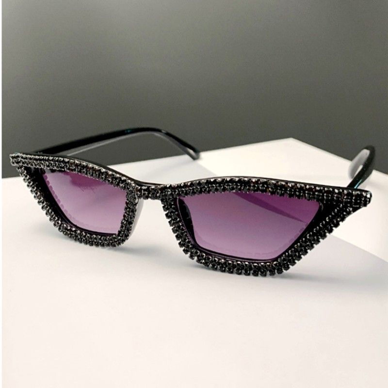 Moud Moud Diamant Cat Eye Sonnebrëller Fraen Männer Mark Designer Glitter Dräieck Sonnebrëller UV400 Schieter Brëller Brëller_voghion.com