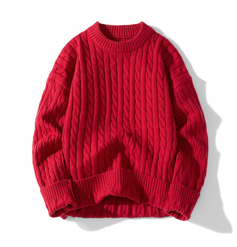Men's Chunky Cable Knit Sweater - Oversized Winter Pullover With Ribbed Crewneck, 100% Acrylic Soft Yarn For Casual & Sports_voghion.com