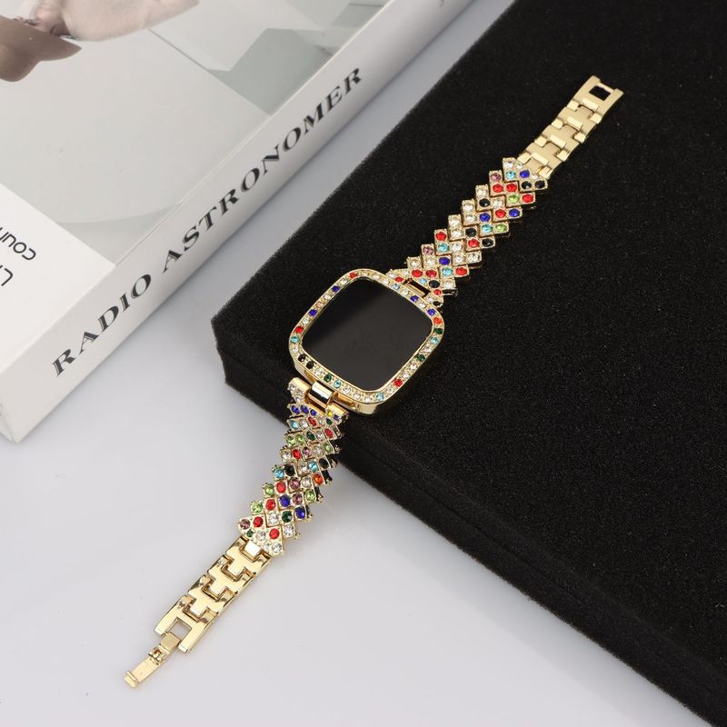 Quadratische kleine duftende Wind Diamant Led Uhr Legierung Strap Touch Damenuhr Mode_voghion.com