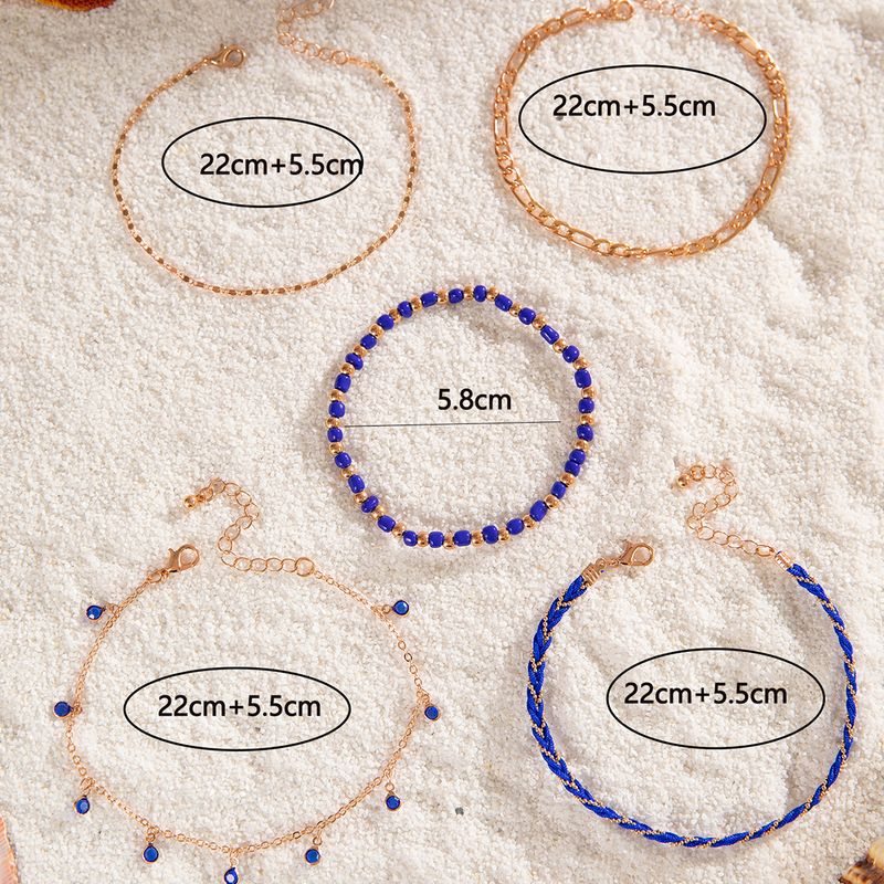 Bohemian Ethnic Retro Women Beach Vacation Foot Chain Shell Multi-layer Foot Chain Scallop Foot Chain 5-piece Set Women_voghion.com