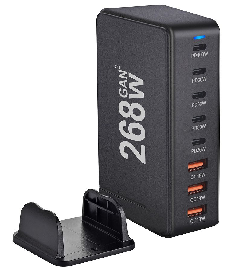 New 240W GaN Multiport Charger 268WPD High Power Charger Multi-function Desktop Charger_voghion.com