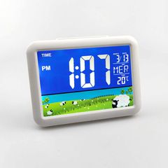 Folding desktop perpetual calendar electronic clock ultra-thin travel with date temperature alarm clock can be printed LOGO MT-033_voghion.com